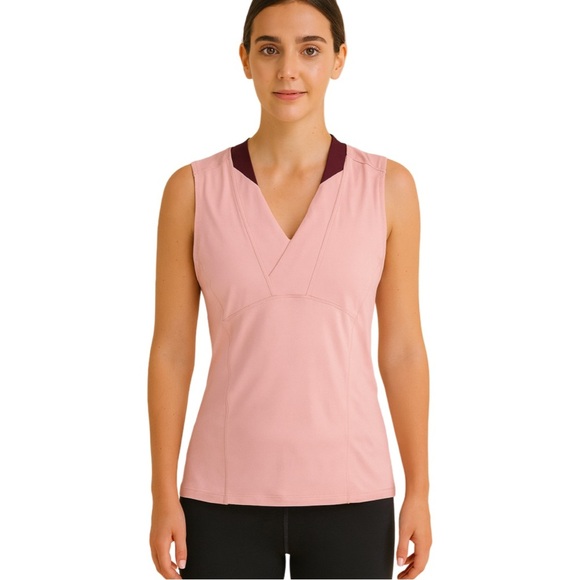 Nike Fit Dry Blush Pink & Burgundy Sleeveless Activewear Tank Size Medium Tennis - Picture 1 of 11